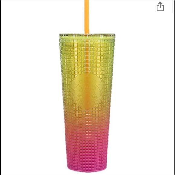 NEW Starbucks Lemon Gradient Grid Cold Cup (24
oz) Tumbler Venti Summer 2022 - Picture 1 of 3